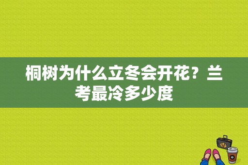 桐树为什么立冬会开花？兰考最冷多少度