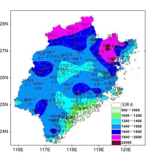 福建的降水量一般在几毫升?福建年降雨量多少-图2 福建的降水量一般在几毫升?福建年降雨量多少-图2
