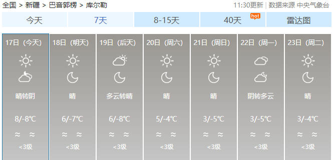 库尔勒冬天最低气温是多少?库尔勒市今天多少度-图1 库尔勒冬天最低气温是多少?库尔勒市今天多少度-图1