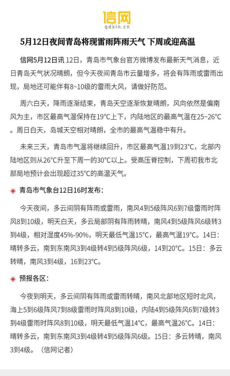 今天东营有雷雨吗?明天天气怎么样青岛和烟台多少级风-图1 今天东营有雷雨吗?明天天气怎么样青岛和烟台多少级风-图1