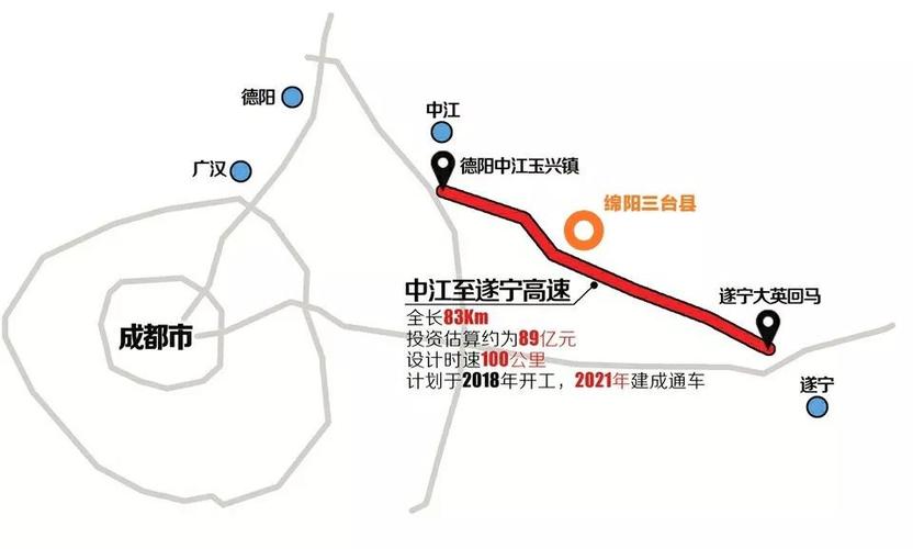 德遂高速公路路线？观桥到绵阳多少公里-图2