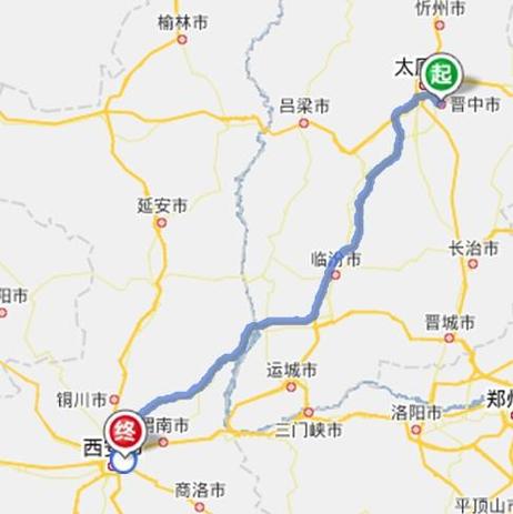 西安到太原多少公里?西安和太原差多少度-图2 西安到太原多少公里?西安和太原差多少度-图2