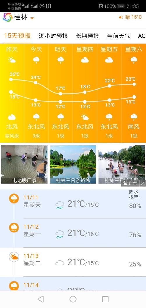 桂林旅游区天气多少度?桂林今天的最高气温和最低气温是多少-图2 桂林旅游区天气多少度?桂林今天的最高气温和最低气温是多少-图2