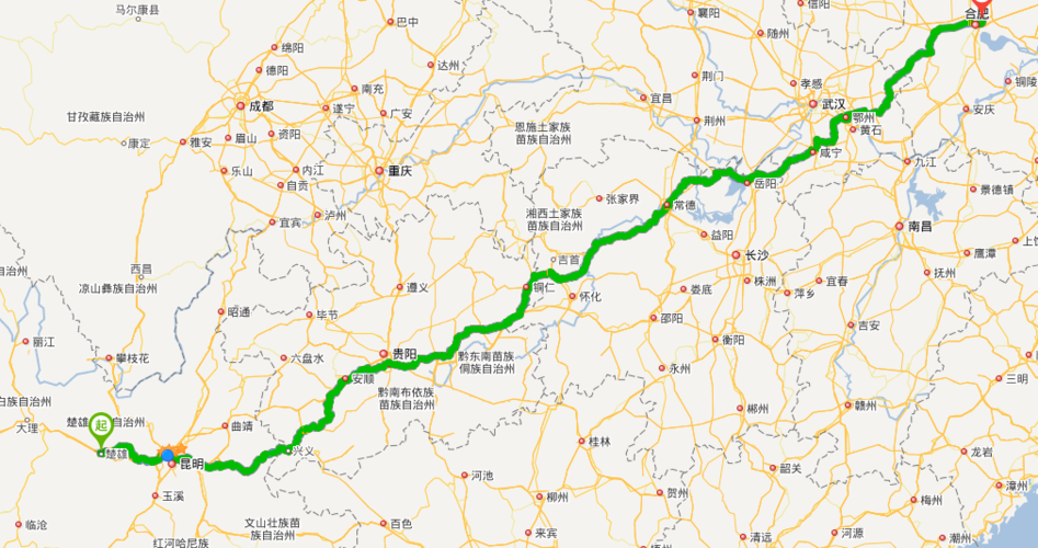 安徽到云南多少公里?合肥到楚雄多少公里-图1 安徽到云南多少公里?合肥到楚雄多少公里-图1