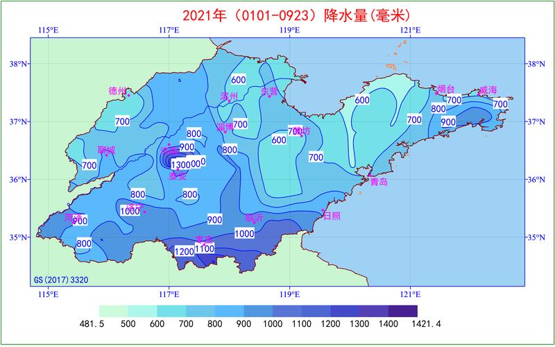 2021年山东省各地市降雨量?山东年降水量多少-图1 2021年山东省各地市降雨量?山东年降水量多少-图1
