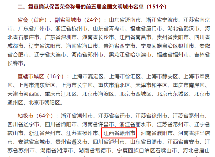 2021年被评为文明城市的是哪些城市?张家港至赣州有多少公里-图2 2021年被评为文明城市的是哪些城市?张家港至赣州有多少公里-图2